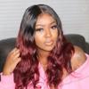 130 Density Glueless Virgin Brazilian Natural Wave Lace Front Wigs Black Root #1bT99j Ombre Human Hair Wigs for Black Women (16", lace front wig) view 2