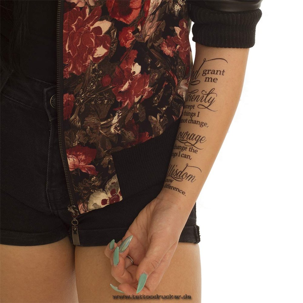 10 x Serenity Prayer - Serenity Prayer - Black Tattoo Lettering - God grant me to ... (10)