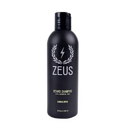 ZEUS Beard Shampoo Wash, Infused with Green Tea & Natural Ingredients to Cleanse and Soften Beard 8 oz. Made in USA Sandalwood