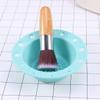 1Pc Silicone Brush Cleaner Bowl Washing Tools Cosmetics Makeup Brush Holder Scrubber Cleansing Pad (Mint Green) view 4