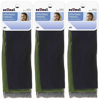 Scunci Effortless Beauty Wide Stretch Basic Headwraps - 15 Count