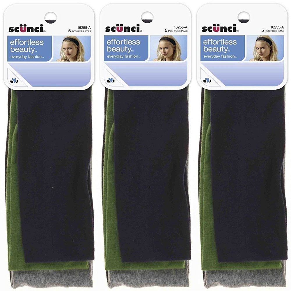Scunci Effortless Beauty Wide Stretch Basic Headwraps - 15 Count