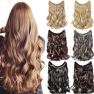 Curly Wavy Micro Hair Extensions Real Human Hair Hidden Micro Invisible Wire Hair Pieces for Women 80g, 20 Inches 613# Bleach Blonde