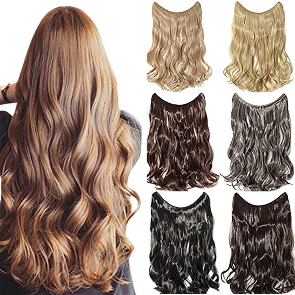 Curly Wavy Micro Hair Extensions Real Human Hair Hidden Micro Invisible Wire Hair Pieces for Women 80g, 20 Inches 613# Bleach Blonde