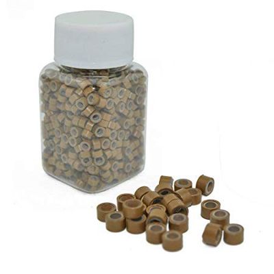 1000 Silicone Micro Link Rings 5mm Lined Beads Deadlocks for Hair Extensions Tool (1000Pcs(Pack of 1) (1000Pcs, Dark Blonde)