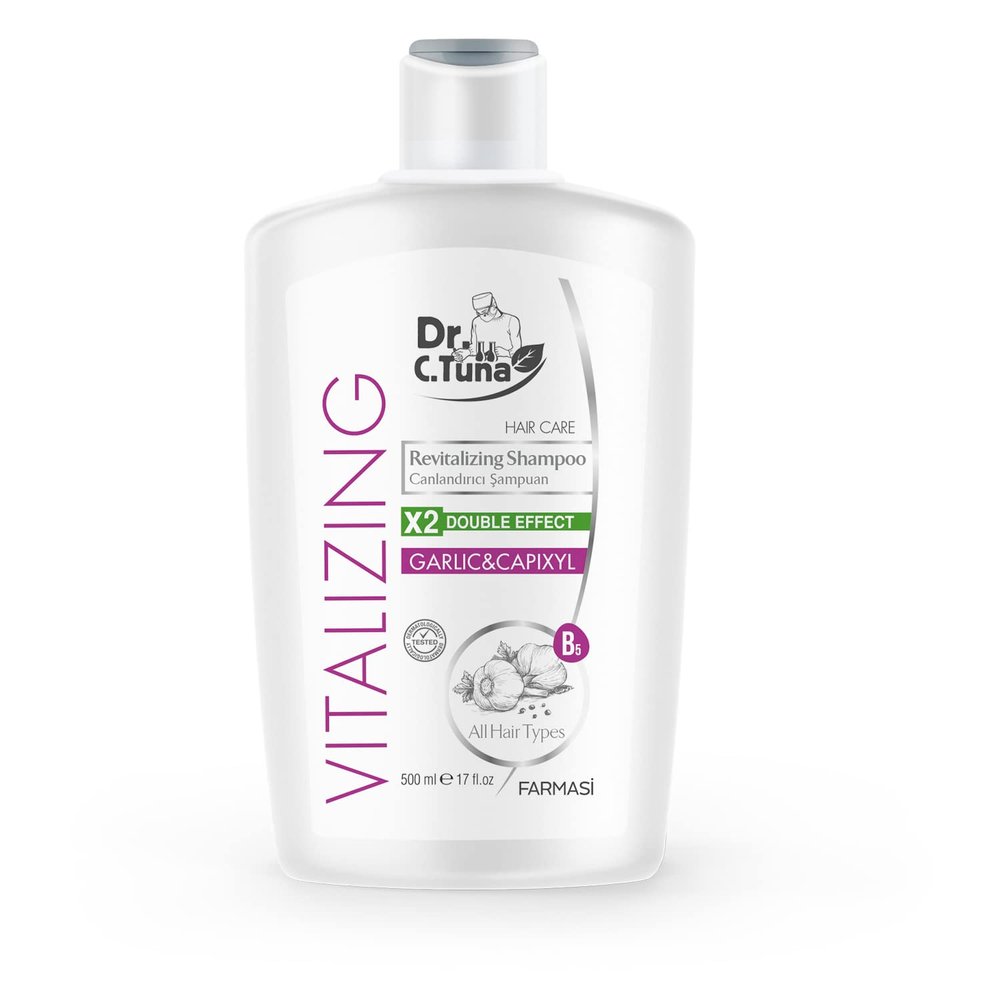 FARMASi Dr. C. Tuna Vitalizing Garlic Shampoo, Nourishing & Strengthening Formula with Garlic Extract and Capixyl, Helps Refresh Scalp & Support Fuller-Looking Hair, 17 fl oz