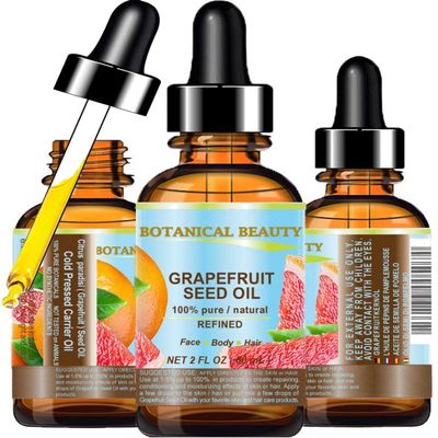 Botanical Beauty GRAPEFRUIT SEED OIL. 100% Pure Natural Undiluted Refined Cold Pressed Carrier Oil (NOT ESSENTIAL OIL) 2 Fl Oz - 60 ml for Face, Skin, Hair, Lips and Nails. Rich in Vitamin C