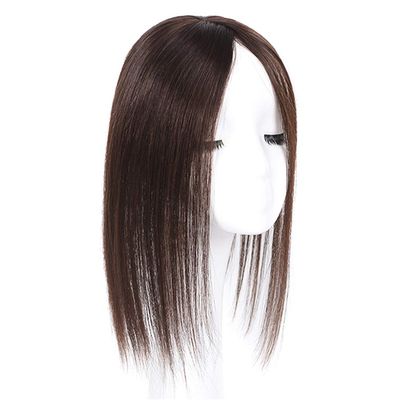 Wiglet Topper Hairpieces Hair Topper Human Hair, 2.4"x 4.7" Mono Wiglet Toupee for Women with Thinning Hair, 14" Chestnut Brown
