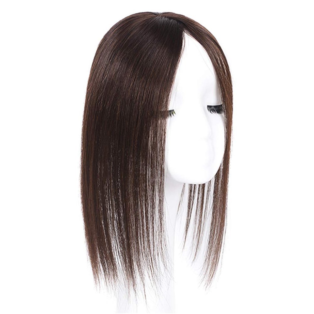 Wiglet Topper Hairpieces Hair Topper Human Hair, 2.4"x 4.7" Mono Wiglet Toupee for Women with Thinning Hair, 6" Off Black