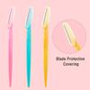 Boao 24 Pcs Eyebrow Razor Face Dermaplane Razor for Women and Men Fuzz Face Shaver Colorful Facial Shaper Trimmer with Precision Cover Dermaplaning Blades Tool for Peach view 2