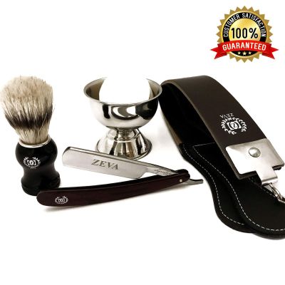 MEN'S SHAVE READY WET CUT THROAT 5 PC STRAIGHT RAZOR SHAVING SET HOLIDAY OFFER