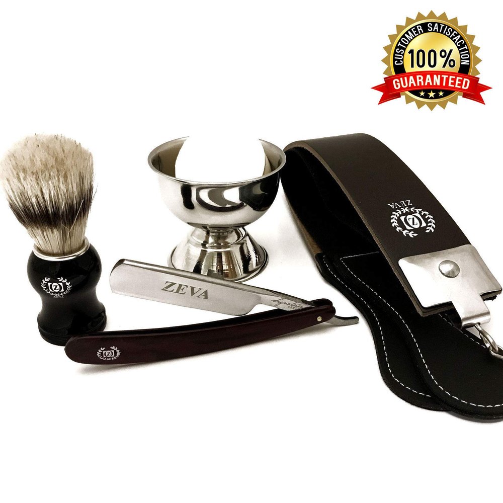 MEN'S SHAVE READY WET CUT THROAT 5 PC STRAIGHT RAZOR SHAVING SET HOLIDAY OFFER