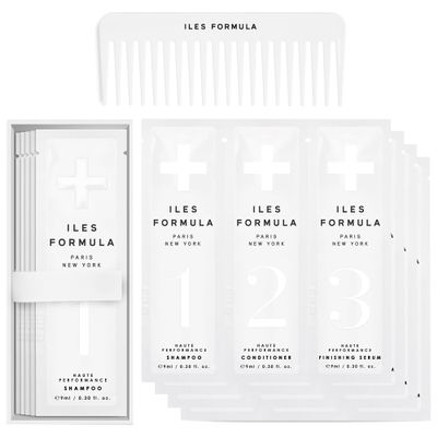 ILES FORMULA Signature Collection Discovery Set Hydrating Trial Size Shampoo & Conditioner w/Sample Finishing Serum Blow Dry Cream for Dry, Damaged, Frizzy Hair - Salon Grade Hair Care Sampler