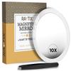 10X Magnifying Mirror & Slant Tweezers Set Makeup Application & Eyebrow Removal Essentials | Round Mirror With 3 Suction Cups & Stainless Steel Slant Tip Tweezer Use for Makeup Application 6 Inch view 1