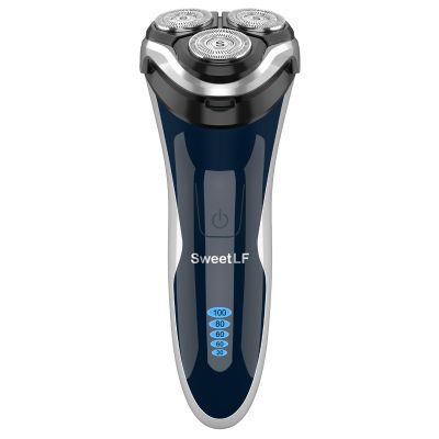 Electric Razor for Men, SweetLF 100% Waterproof Electric Shaver, USB C Rechargeable, Wet & Dry Rotary Shavers for Men with Pop-up Trimmer, Corded and Cordless, Navy Blue