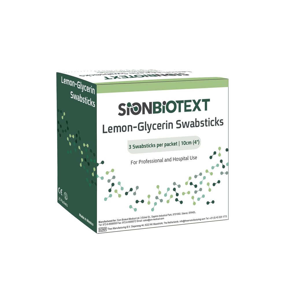 SION BIOTEXT Lemon-Glycerin Swabsticks Gently Soothes Minor Soreness & Mouth Irritation, Refreshes Dry Mouth. Moistened Swabs with Lemon Flavored 1 Box of 75 Lemon Glycerin Swabsticks