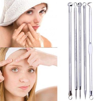 5 Pc Silver Stainless Steel Blackhead Remover Kit