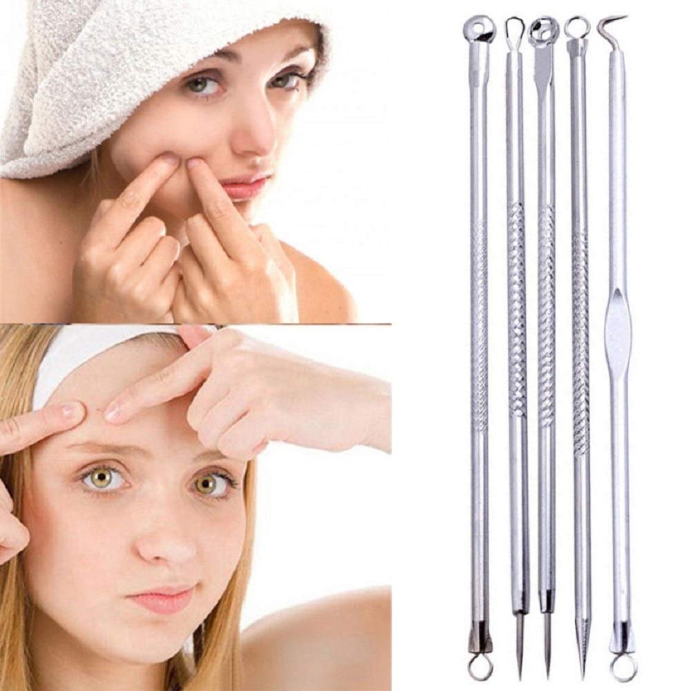 5 Pc Silver Stainless Steel Blackhead Remover Kit