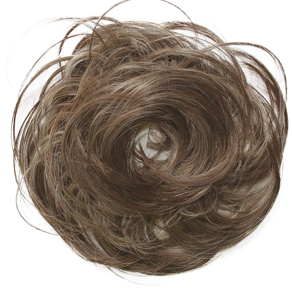 CAISHA Synthetic Fiber Hairpiece Scrunchie Scrunchy Updo Slightly Wavy Gray Brown Mix G24B
