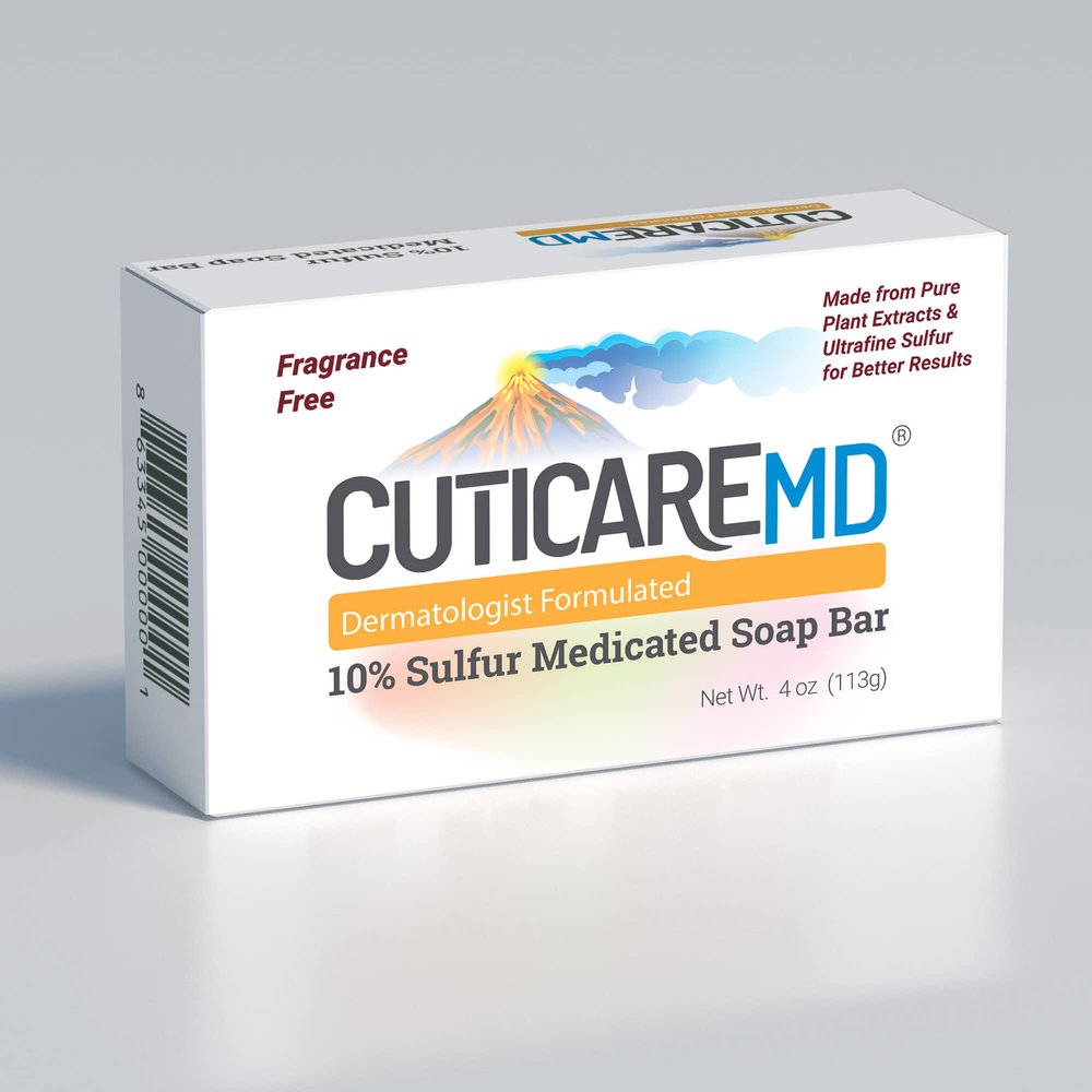 TKK CutiCare MD 10% Sulfur Soap Glycerin Base (1 Bar, 4 Ounces) for Rosacea, Acne, Athlete's Foot, Body Odor, Folliculitis and Other Skin Issues
