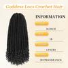 Goddess Locs Crochet Hair 6 Packs, 16 Inch Straight Faux Locs Crochet Braids, Pre-Looped Curly Soft Synthetic Braiding Hair Extensions for Black Women(16 Inch, 6 Packs, 1B#) view 2