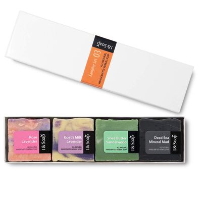 I & SOAP, 5pcs Mini Sampler Set (03) - Guest Soap - Travel Soap - 100% Natural & Organic Materials - Handcrafted Herbal Soap - Gentle and Effective Facial, Hand and Body Cleansing Soap Bars - Deeply Moisturizing Soft Soap - **Sodium Lauryl Sulfate(SL