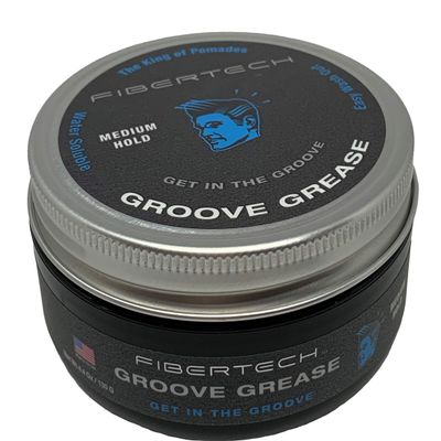 Fibertech | GROOVE GREASE | Medium Hold High Shine | Professional Grade Water-Based Pomade | Natural Ingredients | Long Lasting Styling Volume | Easy Wash Out | Protects Hair from UV Rays | 4.4oz Jar