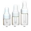 100Pcs 3ml Clear Mini Cute Glass Essential Oil Dropper Bottles with Eye Dropper Dispenser for Perfume Cosmetic Liquid Aromatherapy Sample Storage Jar Vial Containers Kitchen Tool, White Cap view 3