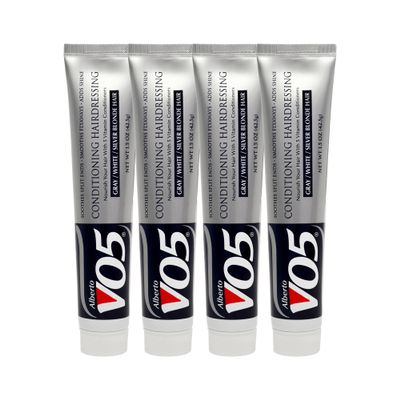 Alberto VO5 Conditioning Hairdressing - Grey White Silver Blonde Hair - Conditioner Smooths Frizz and Enhances Color Vibrancy - 1.5 oz - Pack of 4