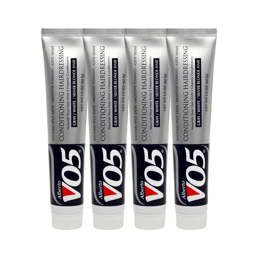Alberto VO5 Conditioning Hairdressing - Grey White Silver Blonde Hair - Conditioner Smooths Frizz and Enhances Color Vibrancy - 1.5 oz - Pack of 4
