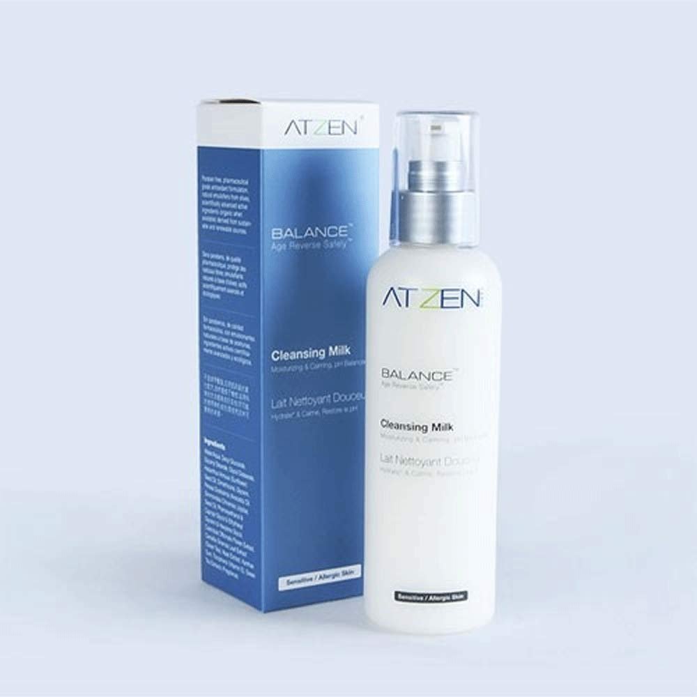 ATZEN BALANCE Cleansing Milk Face Wash | Moisturizing, Calming & pH Balancing Face Wash | Made From All Organic Ingredients | Paraben Free, Cruelty Free & Non GMO (6.8 oz)