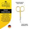 Camila Solingen CS04 Professional Nail Cuticle Scissors, Hypoallergenic Gold Plated Sharp Curved Manicure Pedicure Grooming for Finger and Toe Nail Care. Made of Stainless Steel in Solingen, Germany view 2