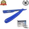 CUT THROAT STRAIGHT SHAVING RAZOR RASOIR 100 BLADES FULL BLUE view 1
