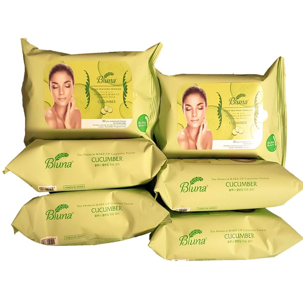 Bluna Make Up Remover Cleansing Tissue With Cucumber Extract (6-Pack)