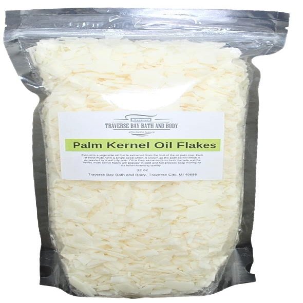 Traverse Bay Soap Company Palm Kernel Oil Flakes 32 oz Sustainable Palm Soap Making Supply's in Stand-Up Barrier Pouch All Natural