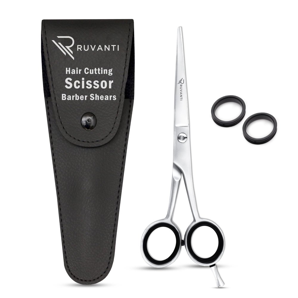 Ruvant Hair Cutting Scissors - Professional Barber Shears for Salon & Home Use, Sharp Stainless Steel Hair Scissors with Ergonomic Grip, 6.5 Inch Right Handed