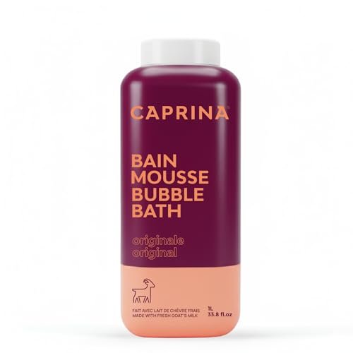 Caprina by Canus Legendary Bubble Bath with Fresh Canadian Goat Milk Gentle Soap Moisturizing Vitamin A, B2, B3 & More, Red, Original, 27.1 Fl Oz
