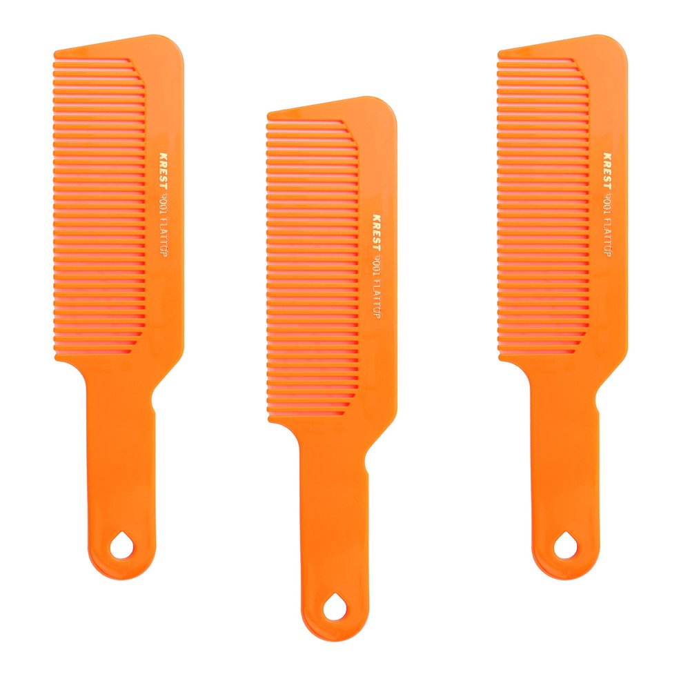 Hair Comb 8-3/4 Flattop Hair Cutting Comb. Barbers Hairdresser Comb. Model 9001. 3 Combs (Neon Orange)