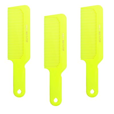 Hair Comb 8-3/4 Flattop Hair Cutting Comb. Barbers Hairdresser Comb. Model 9001. 3 Combs (Neon Yellow)