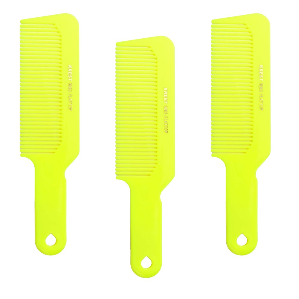 Hair Comb 8-3/4 Flattop Hair Cutting Comb. Barbers Hairdresser Comb. Model 9001. 3 Combs (Neon Yellow)