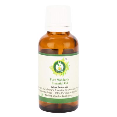 R V Essential Pure Mandarin Essential Oil 10ml (0.338oz)- Citrus Reticulata (100% Pure and Natural Steam Distilled)