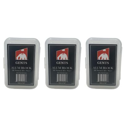 Gents Alum Block in Plastic Case | Upgrade Your Shave - Soothing Aftershave Solution for Shaving Razor Burn Relief - Travel Friendly Durable Plastic Case Included (3.5 Ounces Pack of 3)