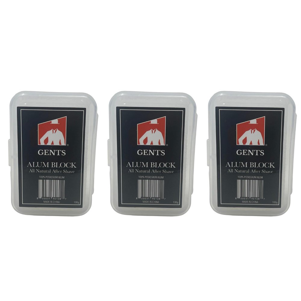 Gents Alum Block in Plastic Case | Upgrade Your Shave - Soothing Aftershave Solution for Shaving Razor Burn Relief - Travel Friendly Durable Plastic Case Included (3.5 Ounces Pack of 3)