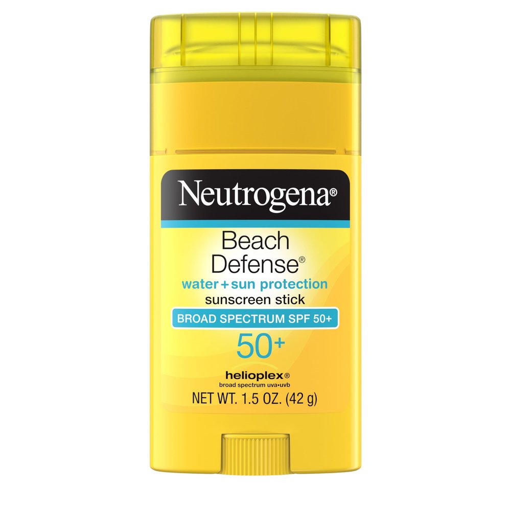 Neutrogena Beach Defense Sunscreen Stick SPF 50, Broad Spectrum Sun Protection for Face & Body, Water-Resistant, Non-Greasy Formula, Travel Size for Beach & Outdoor Use, 1.5 oz (42 g)