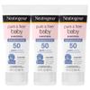 Neutrogena Pure & Free Baby Mineral Sunscreen Lotion with Broad Spectrum SPF 50 & Zinc Oxide, Water-Resistant, Hypoallergenic & Tear-Free Baby Sunscreen, 3 fl. oz, 3 pk view 1