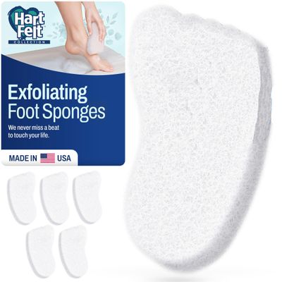 HartFelt Foot Exfoliating Sponge | Chemical-Free Foot Scrubbers for Smooth & Soft Feet | Gentle Sponge Pad for Callus Removal, Dead Skin & Cleansing | Made in USA - 6 Count