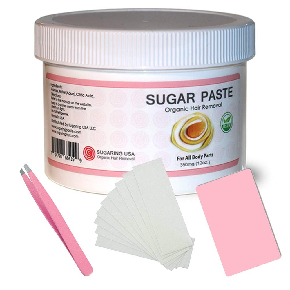 Sugaring Paste for Bikini, Brazilian, Arms, Legs Easy to use at home + Bonus Sugaring Tweezer, Sugar Applicator and Stips