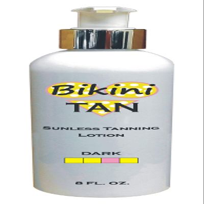 BIKINI TAN - Sunless Self Tanning Lotion - DARK - 8 oz + INCLUDES: Applicator Mitt, Application Gloves and Best Fake Tanner Lotion Mousse Spray Sample  Gorgeous, Natural Looking Tan Lasts 7 Days