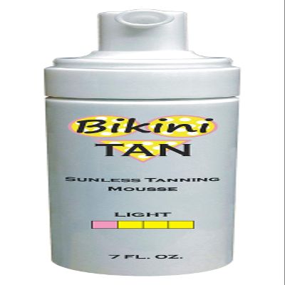BIKINI TAN - Sunless Self Tanning Foam Mousse - LIGHT - 7 oz + INCLUDES: Applicator Mitt, Application Gloves and Best Fake Tanner Lotion Spray Sample  Gorgeous, Natural Looking Tan Lasts 7 Days