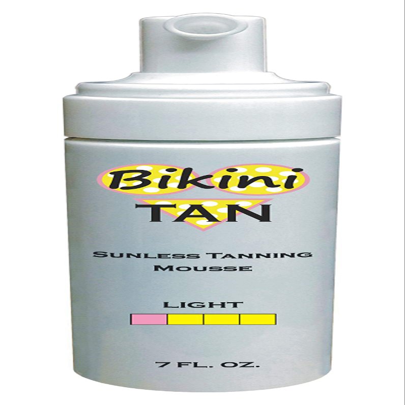 BIKINI TAN - Sunless Self Tanning Foam Mousse - LIGHT - 7 oz + INCLUDES: Applicator Mitt, Application Gloves and Best Fake Tanner Lotion Spray Sample  Gorgeous, Natural Looking Tan Lasts 7 Days